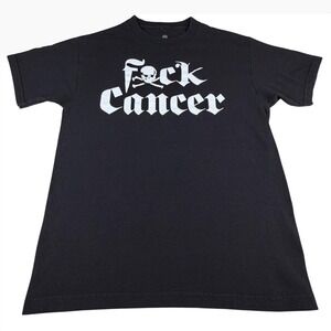 F☠️ck Cancer Skull Graphic‎ T Shirt Black Short Sleeve Men's Size Medium